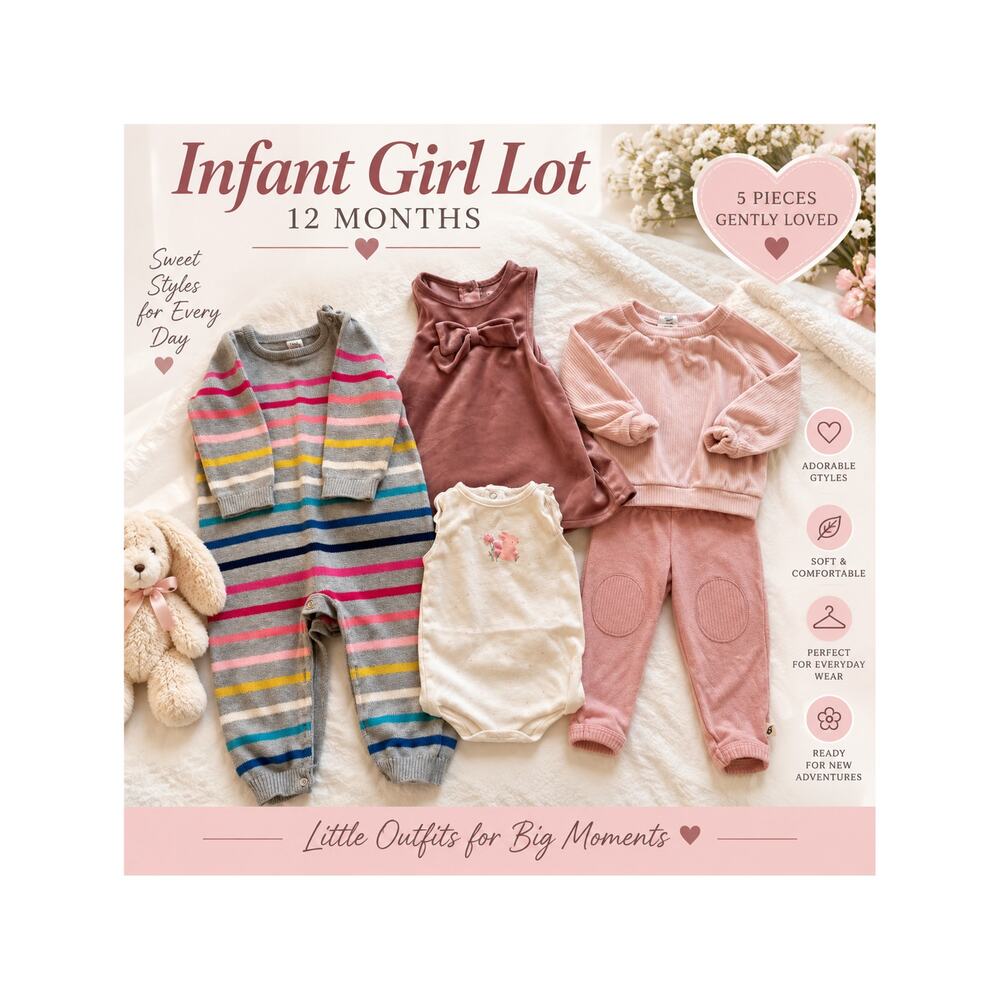 Infant Girl Clothing Lot 12 Months Baby Girl Clothes Outfit Bundle Autumn 5 Pcs
